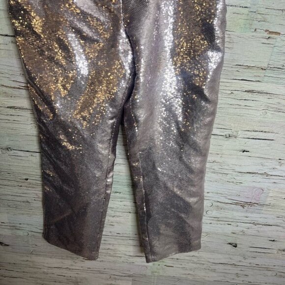 ALEC LES VILLE SEQUINS silver trousers pants size small straight leg - Picture 2 of 8